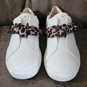 Kate Spade East End Print Bow Leather Sneakers